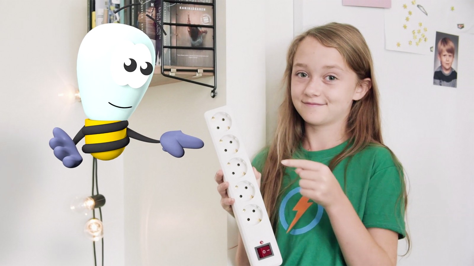 Karaktären glödis och flicka